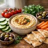 حمص مع الخضار والخبز