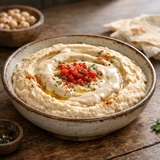 حمص بالطحينة والفلفل الأحمر